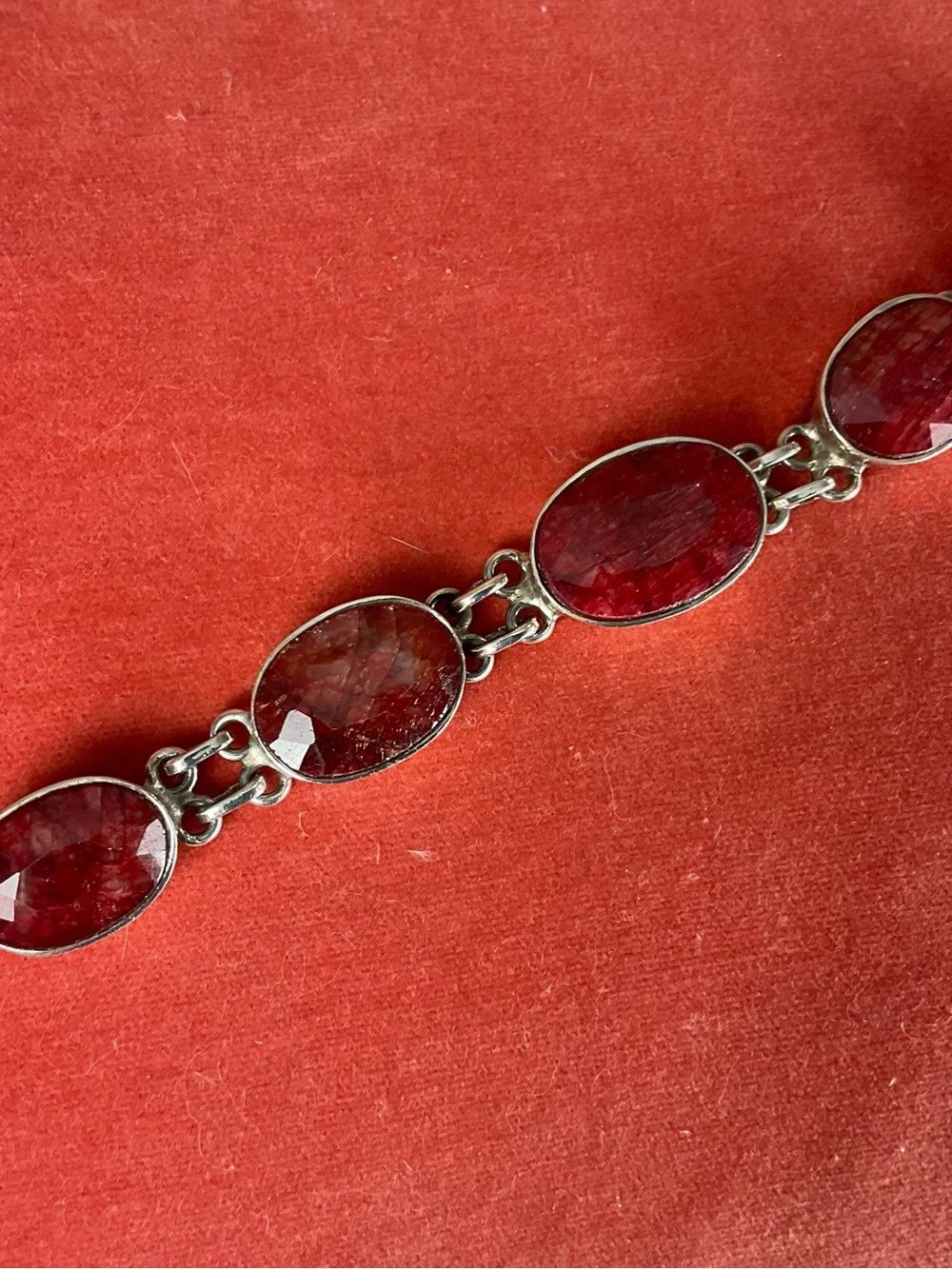 Sterling Silver Rubalite Link Bracelet - Picture 2 of 4